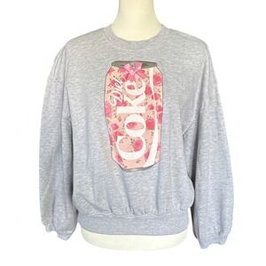 Coca Cola Gray Crewneck Sweatshirt With Pink Floral Diet Coke Can, Small (4/6)